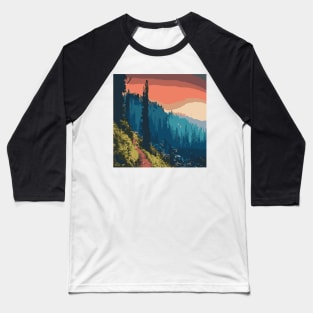 Serene Wilderness I Mountains Trees landscape Baseball T-Shirt